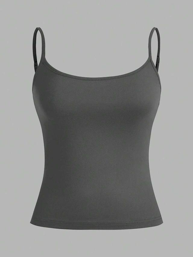 grey casual slim fit camisole tank top set
