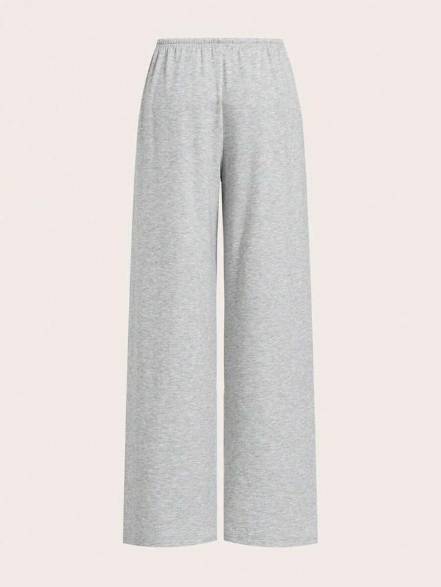 grey lightweight knitted wide leg lounge pants