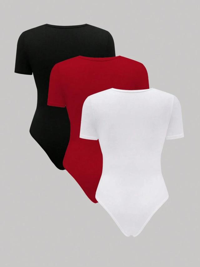 white short sleeve round neck cotton bodysuit set