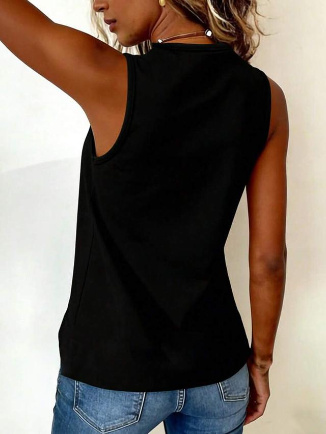 black sleeveless regular fit cotton blend top