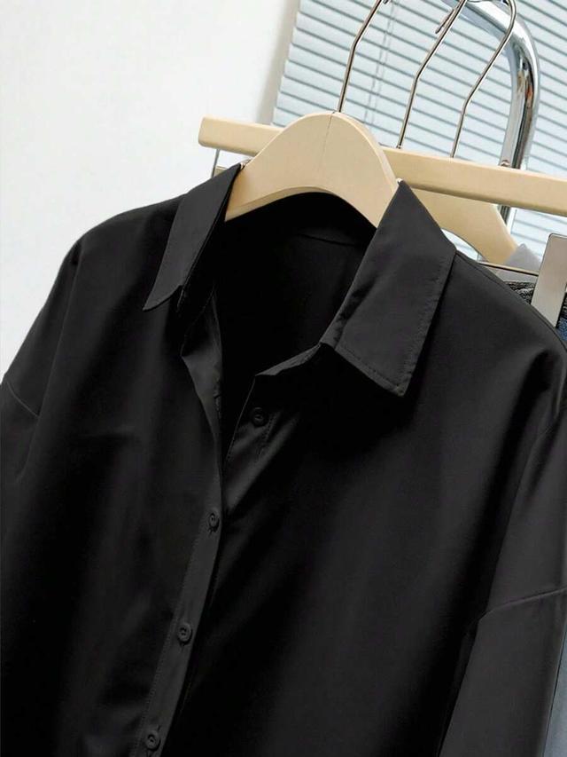 black franclia women's solid white long sleeve casual shirt