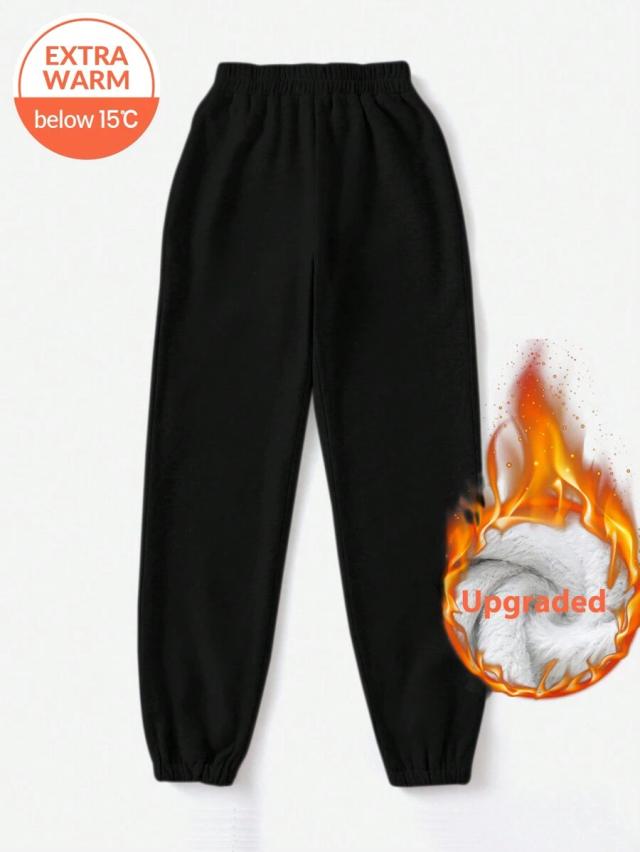 black thermal lined elastic waist active sweatpants