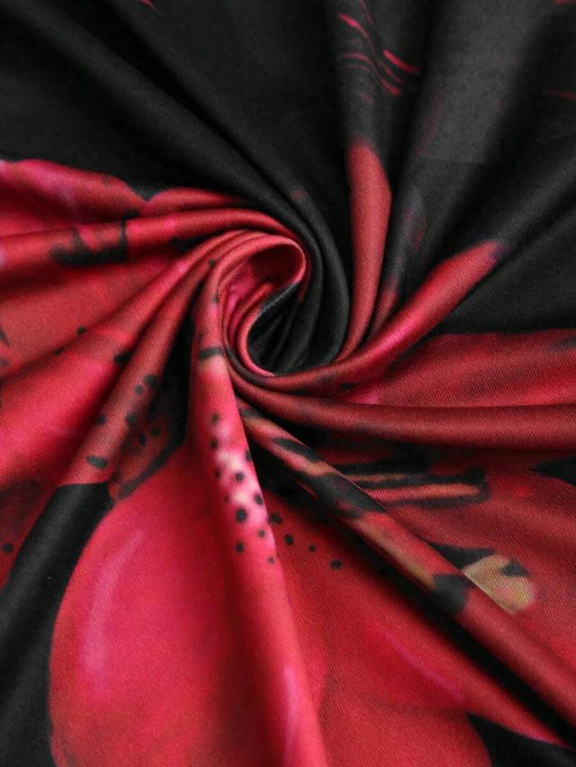 black floral floral print mermaid skirt with ruched waist
