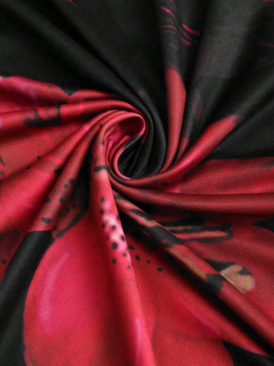 black floral floral print mermaid skirt with ruched waist