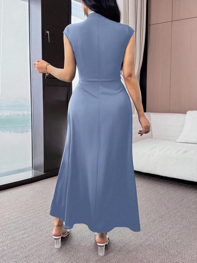 feyla women's elegant color block pleated cheongsam dress
