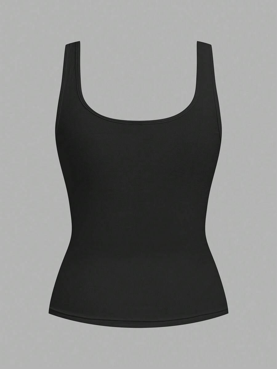 grey slaydiva ruched waist scoop neck tank top set