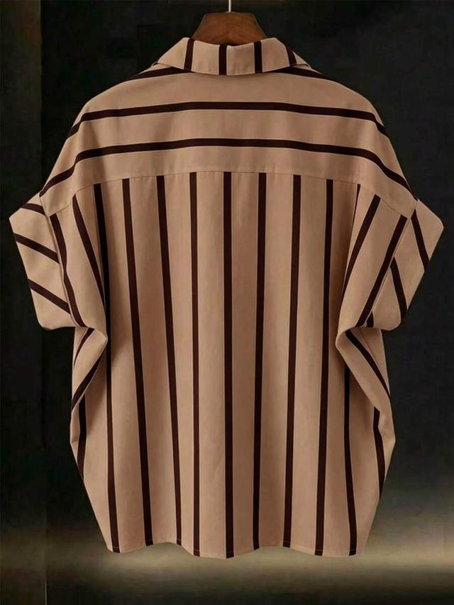 franclia striped batwing sleeve collared shirt