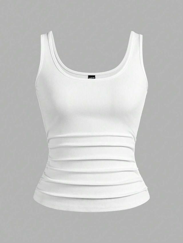 white slaydiva ribbed v-neck cami tank top
