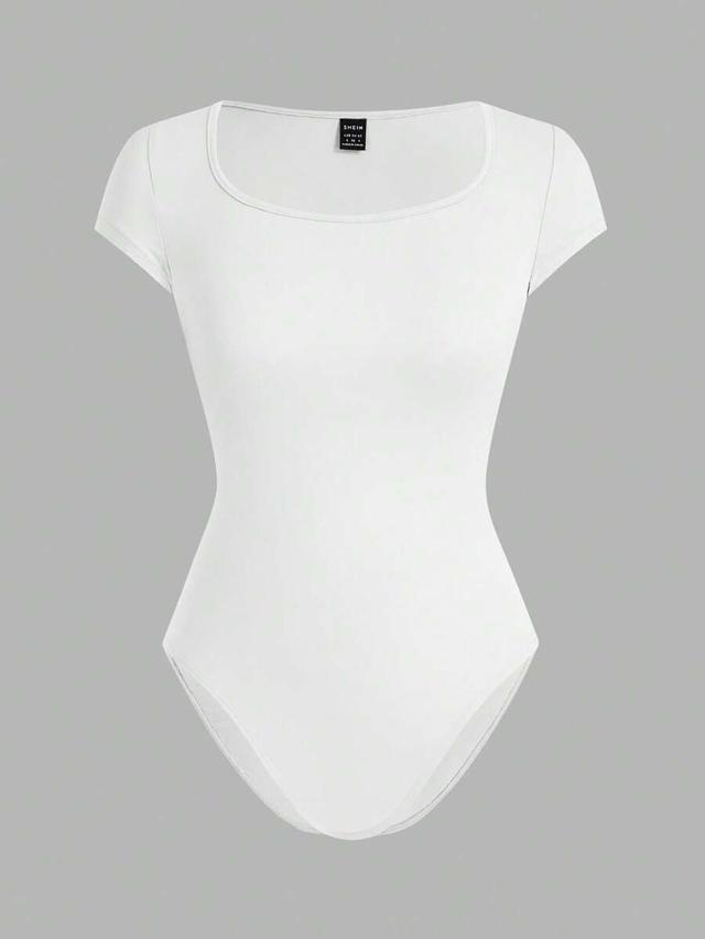 white crew neck short sleeve cotton jersey bodysuit