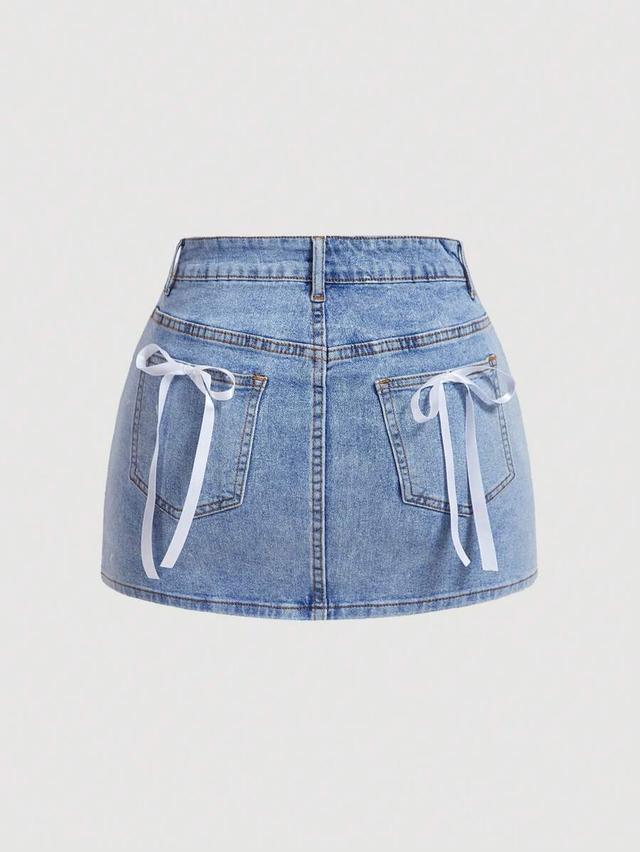 white ribbons mini skirt with bow decor