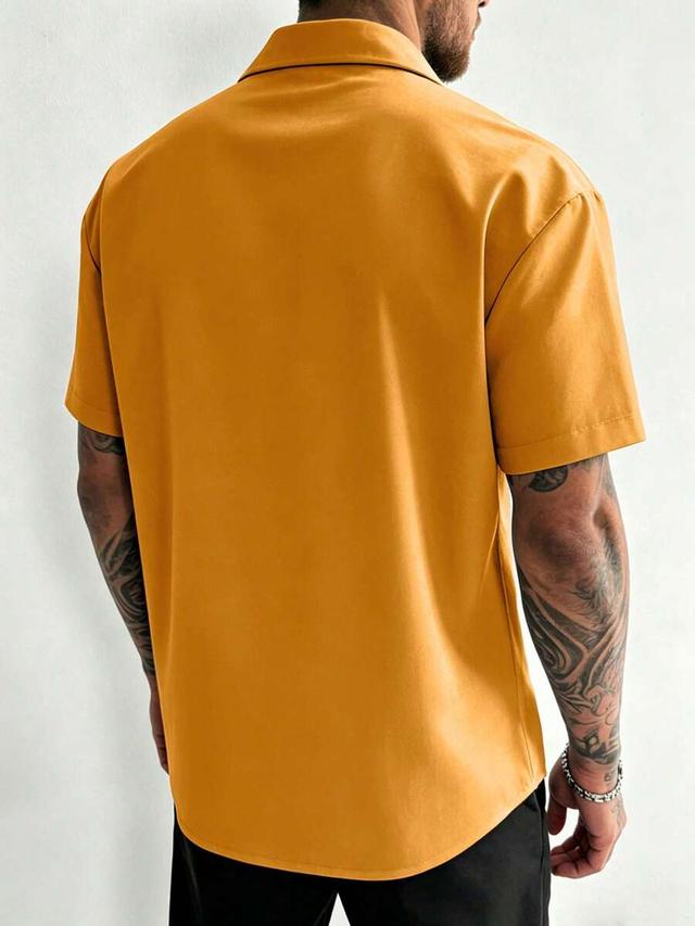 manfinity dauomo men's summer casual solid color short sleeve shirt