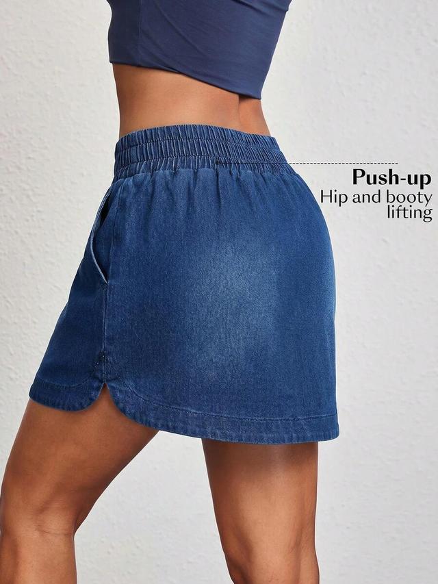 flexra women's casual washed denim mini skirt