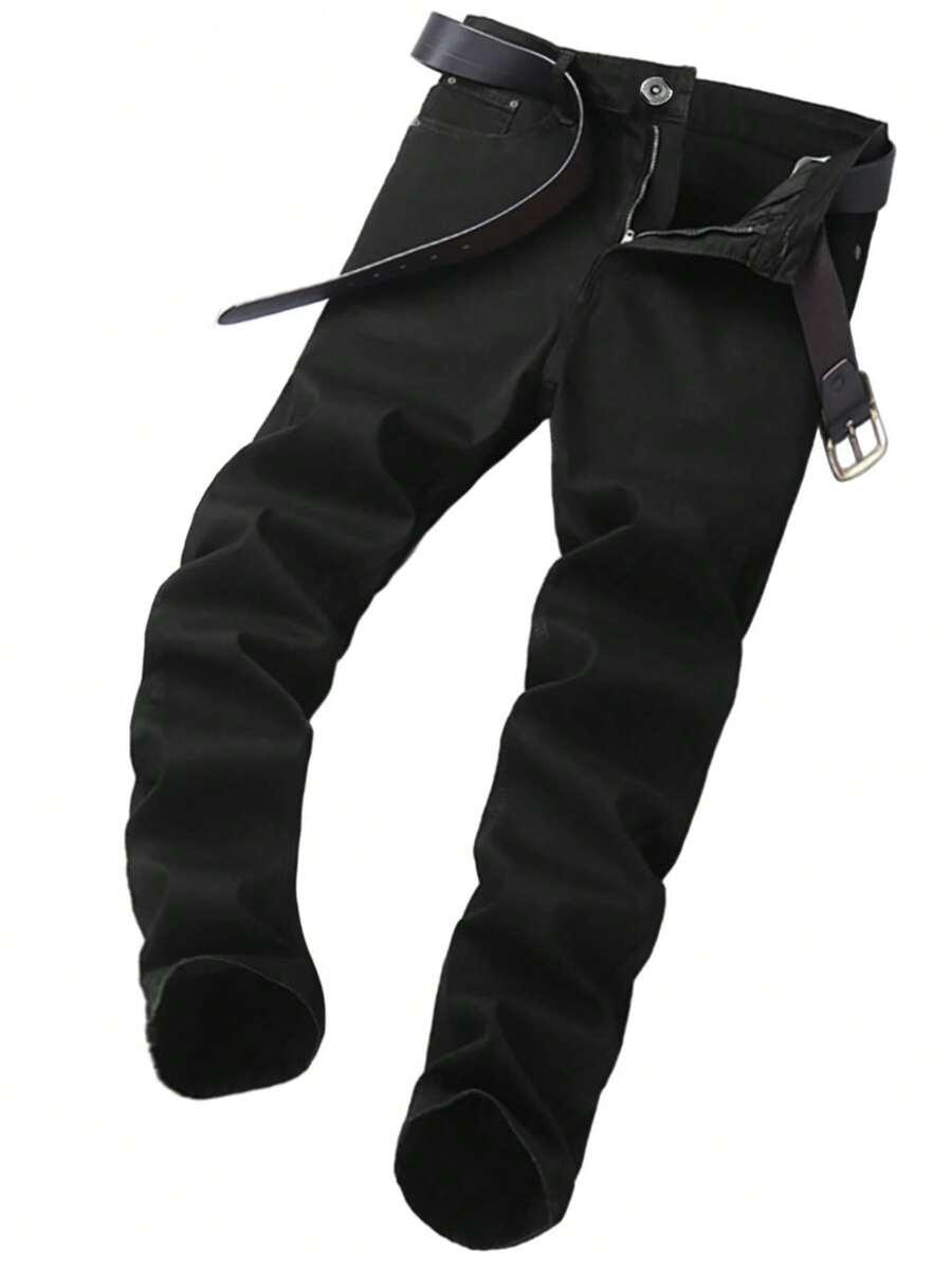 black men's slim-fit dark wash stretch denim jeans