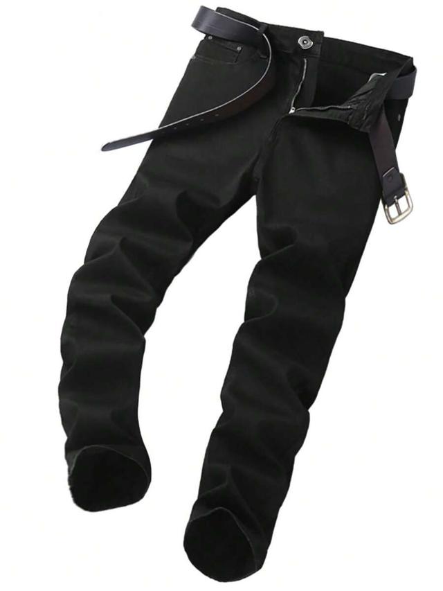 black men's slim-fit dark wash stretch denim jeans