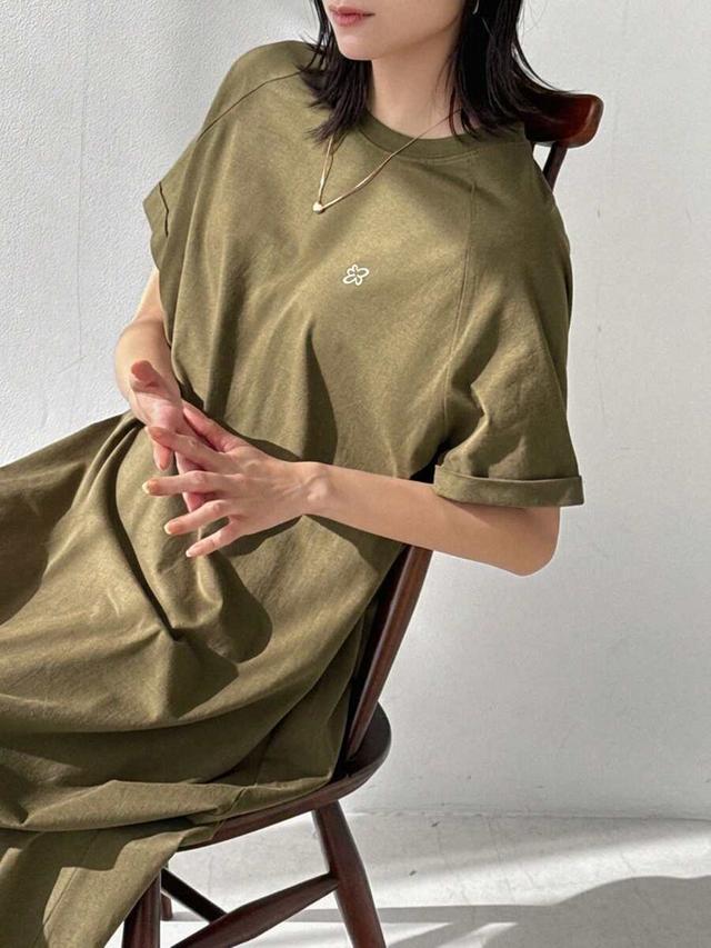 friful women's brown long cotton jersey t-shirt dress
