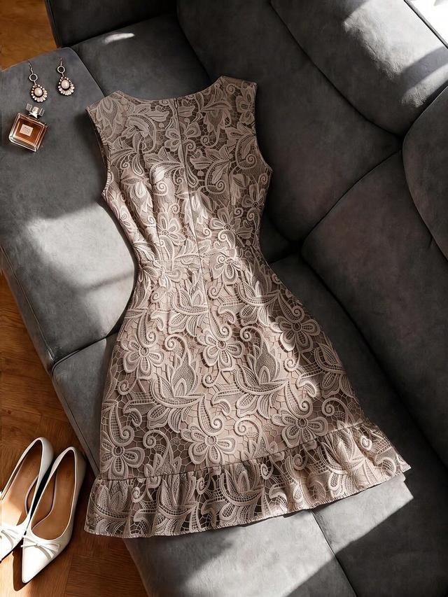 white lace sleeveless square neck mini dress