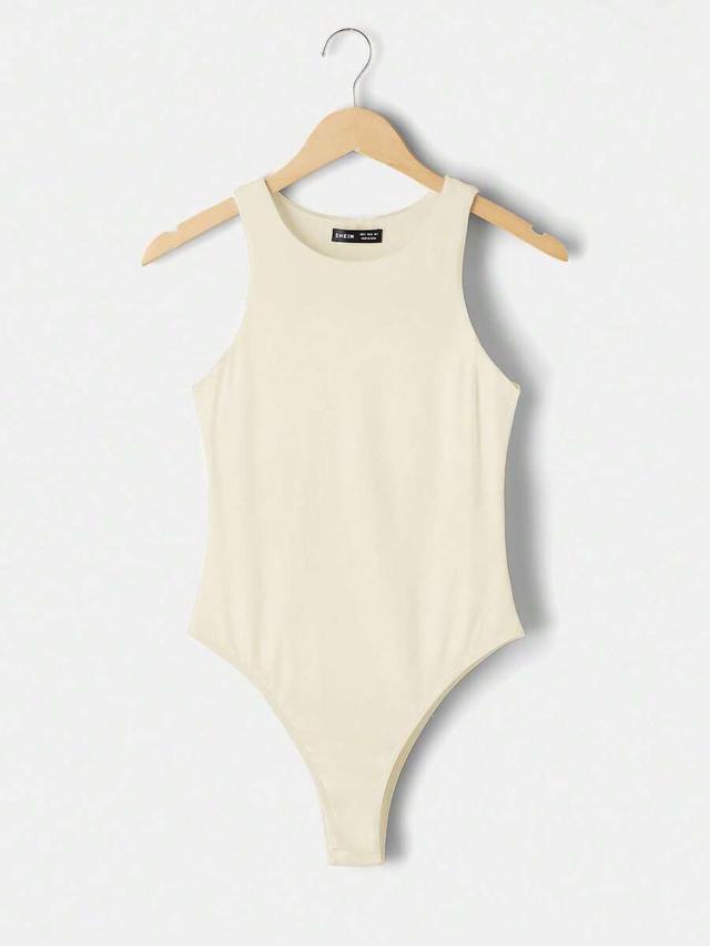 cream sleeveless racerback bodysuit
