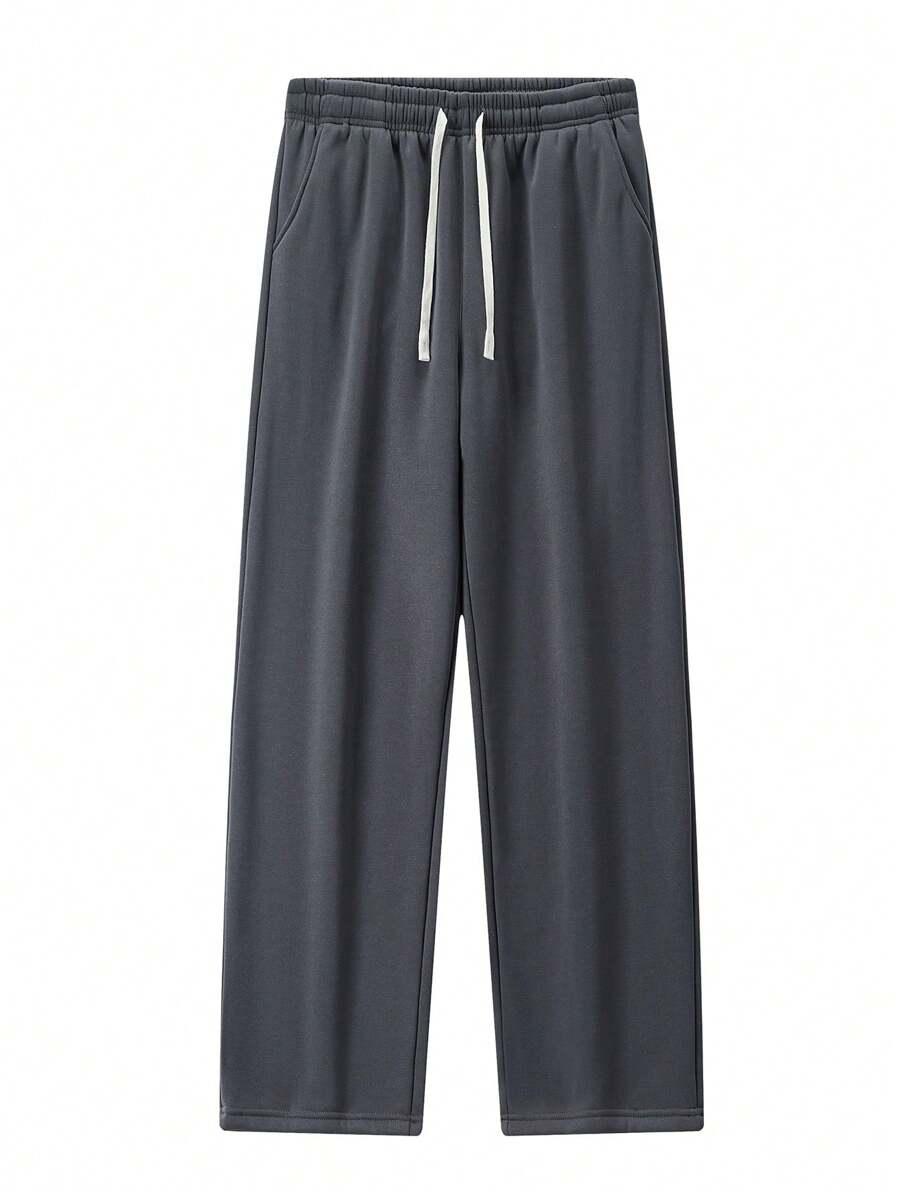 basic charcoal grey relaxed straight leg tracksuit pants