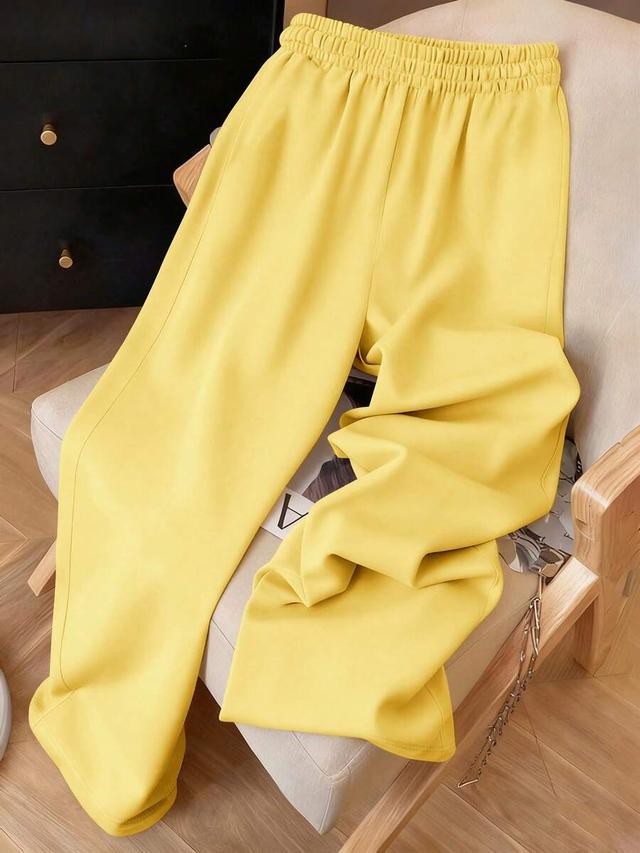 vibrant yellow casual lemon embroidered ladies sweatpants