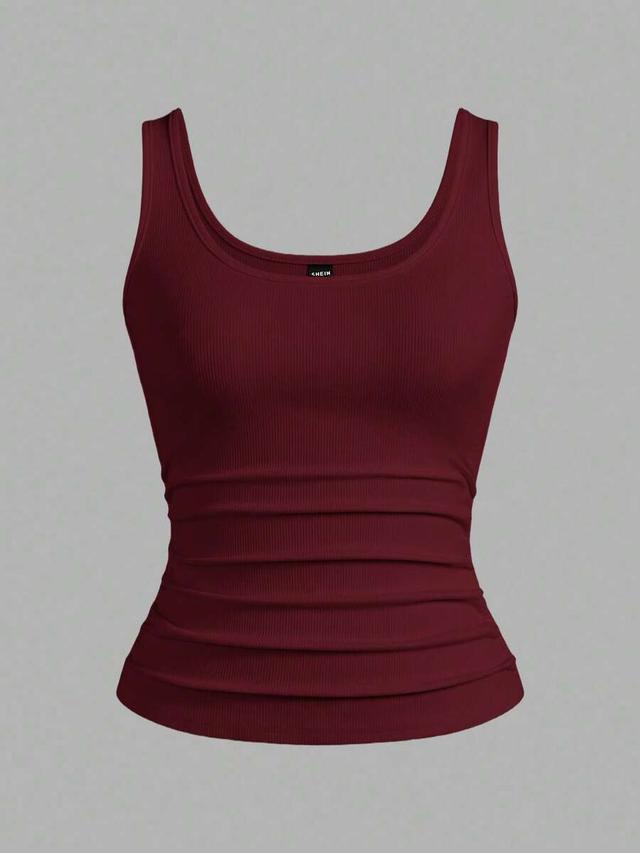 burgundy ribbed sleeveless tank top