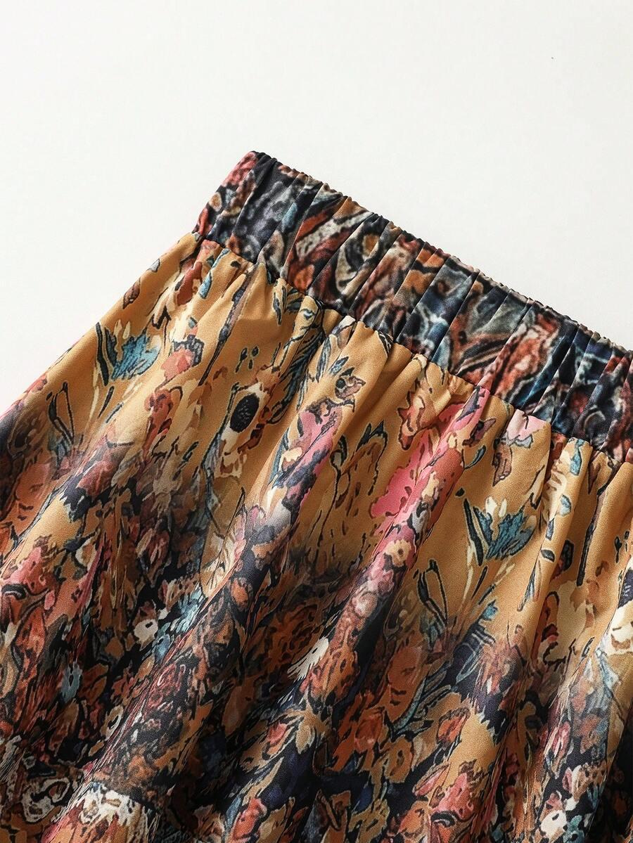 yellow floral emery rose women's casual floral print a-line skirt
