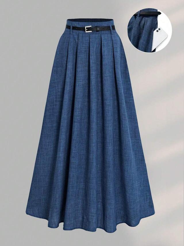women's casual solid color wide hem a-line skirt