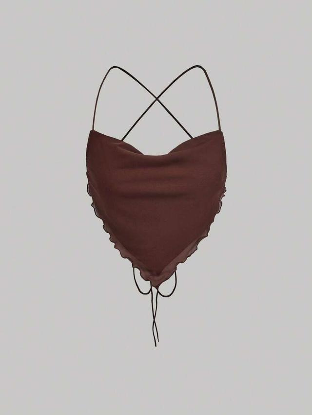 brown sun graphic halter neck bandana top set