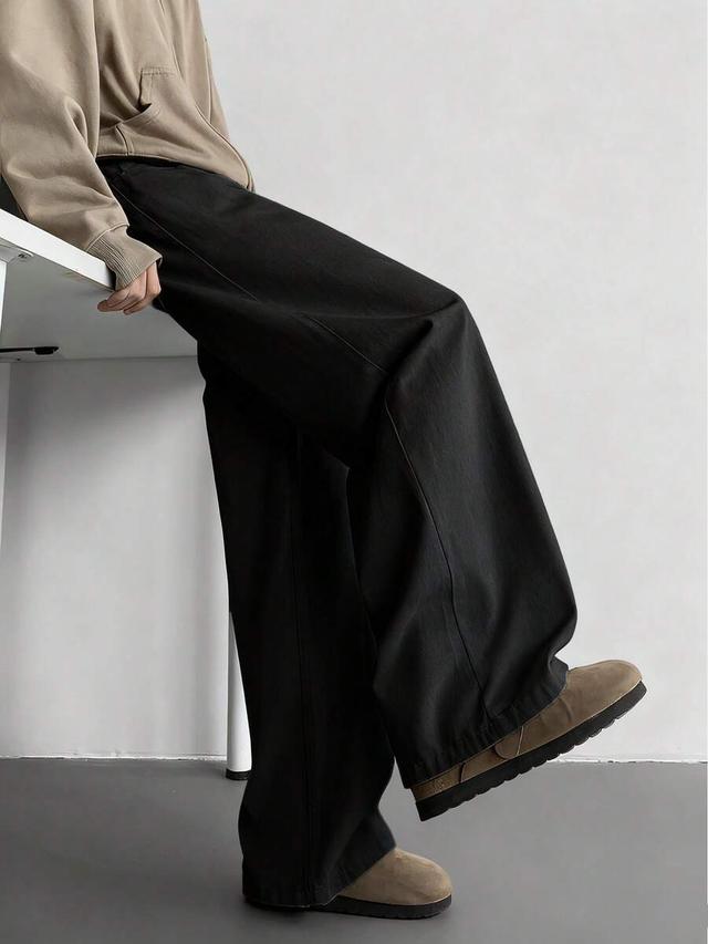 black straight leg commuter casual trousers