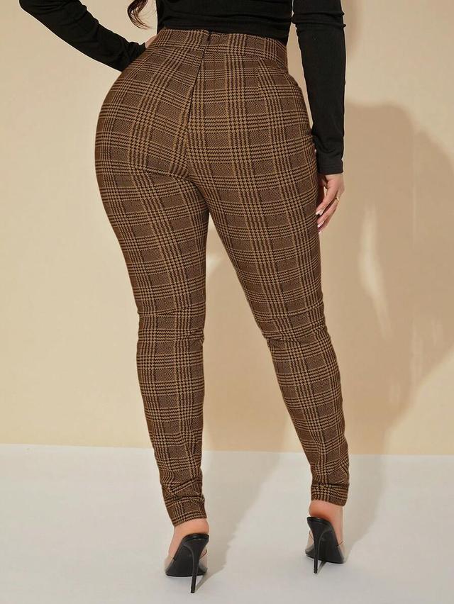 high waist glen plaid belted trousers