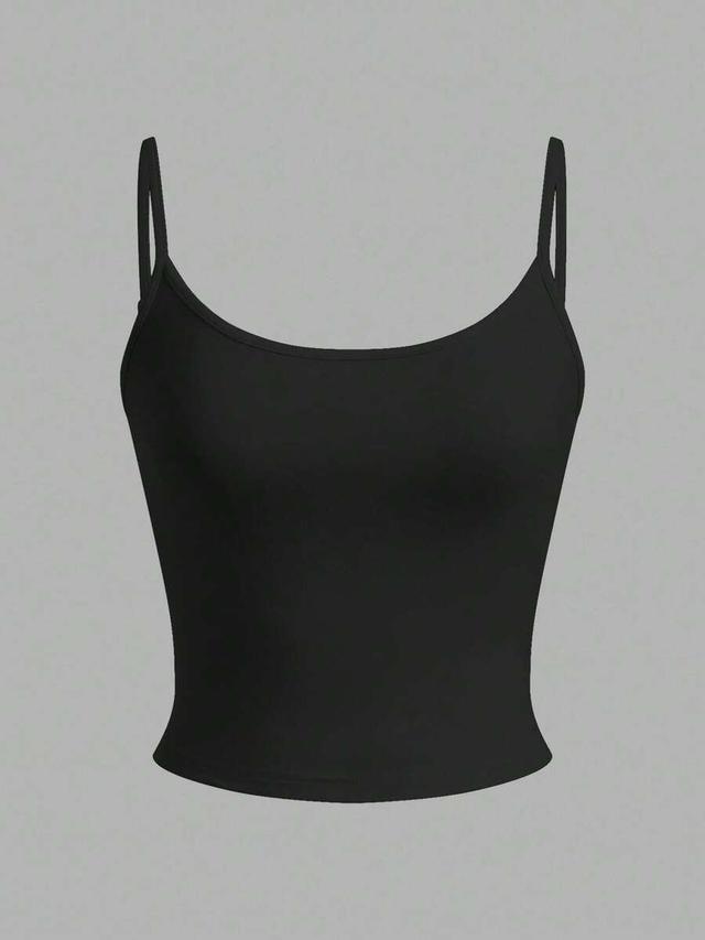 black set of four cropped tight fit cami tops