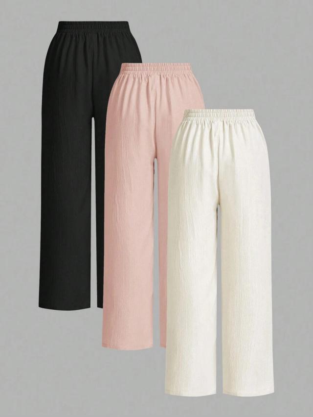 cream waist-tie wide leg loose casual pants
