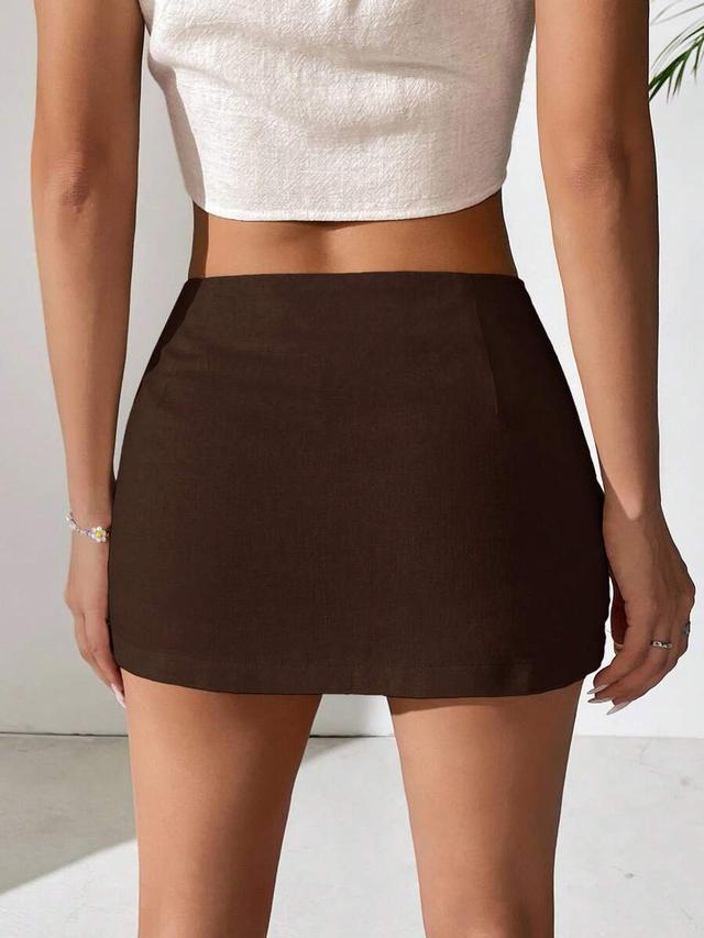 comfortcana coffee brown mini low-waist skirt