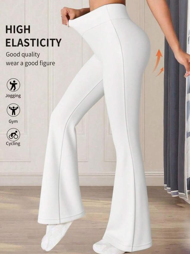 petite women's solid white high waist flare pants