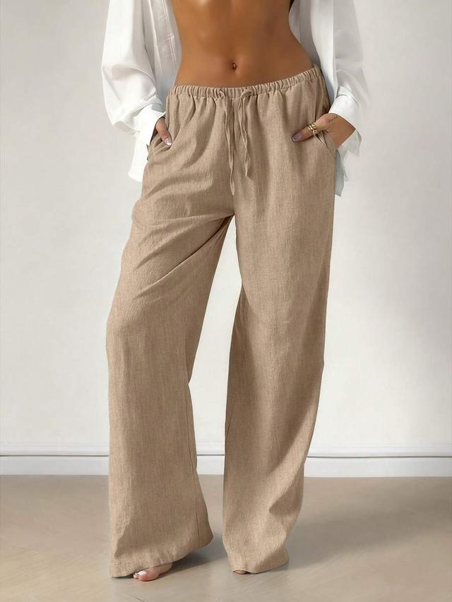 women's casual comfortable versatile linen loose wide leg pants