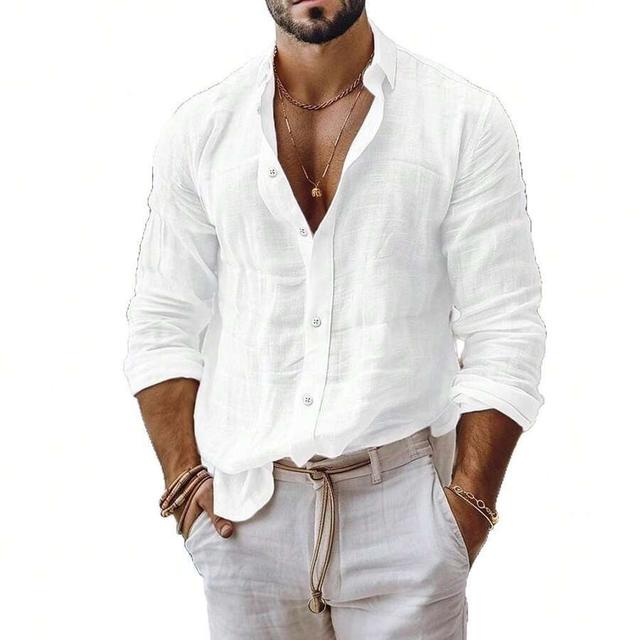 white textured long-sleeve casual button-up shirt