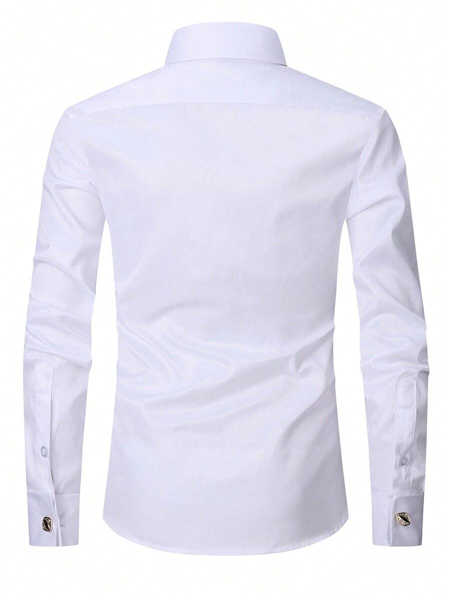 white long sleeve french cuff formal dress shirt