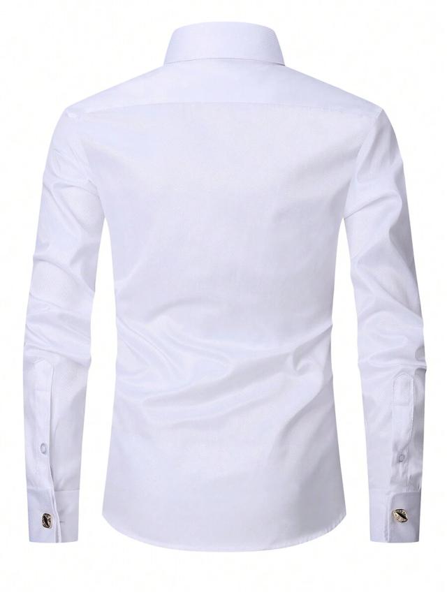 white long sleeve french cuff formal dress shirt