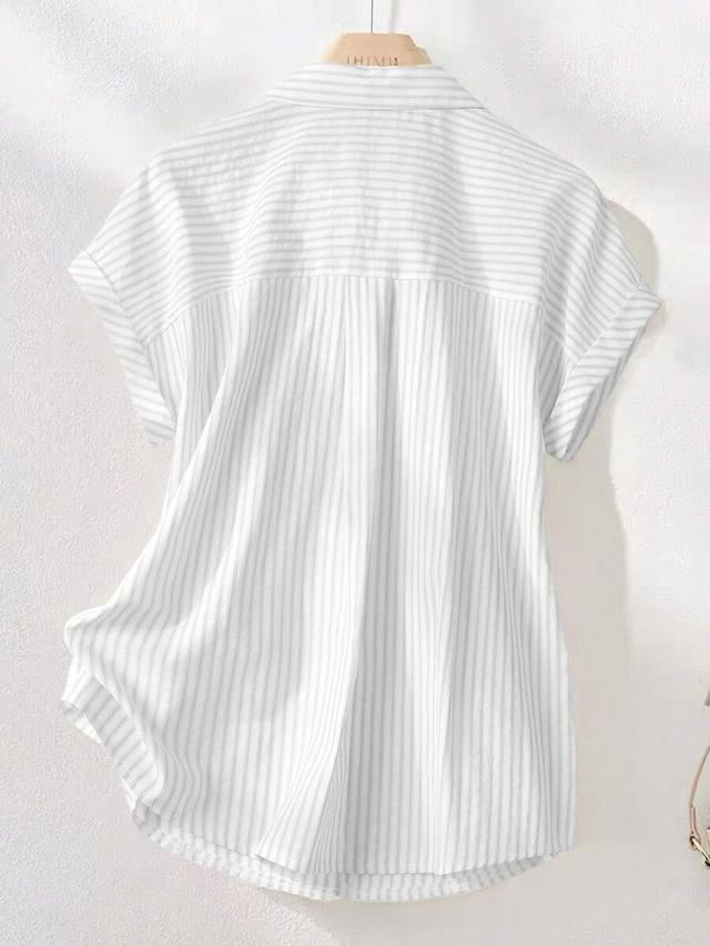 vintage striped short sleeve cotton shirt