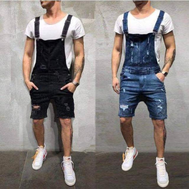 dark grey ripped slim fit denim overall shorts