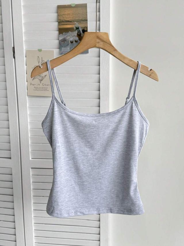 grey slim-fit cotton camisole tank top