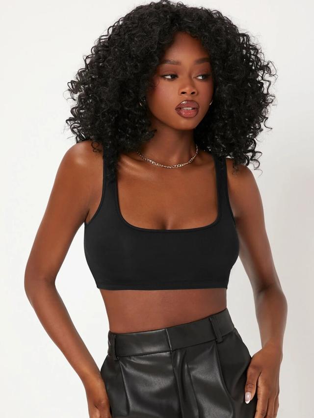 olive scoop neck crop tank top
