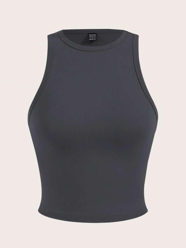 grey casual sleeveless crop top