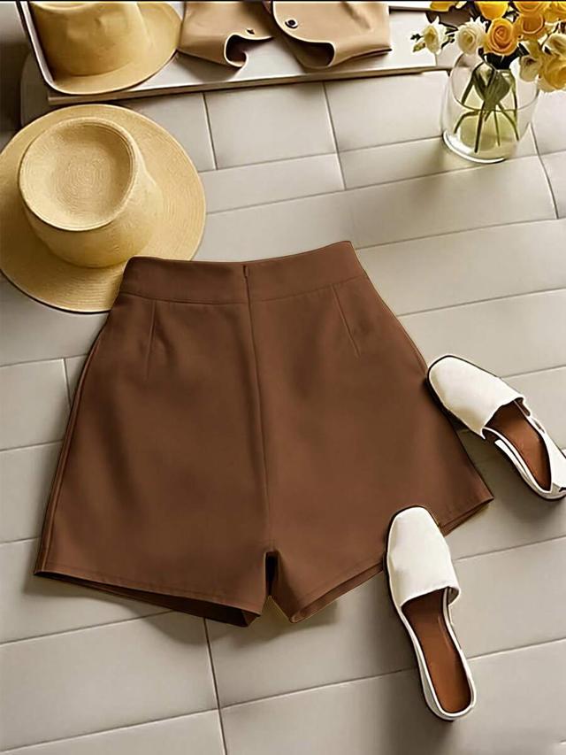 espresso brown high-waisted tailored shorts