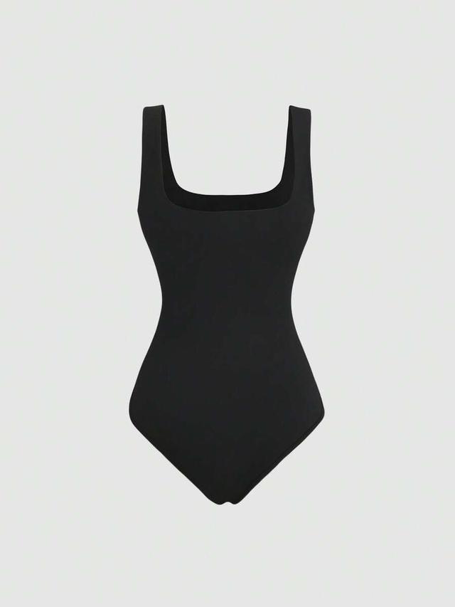 black sweetra women's solid color minimalist bodysuit