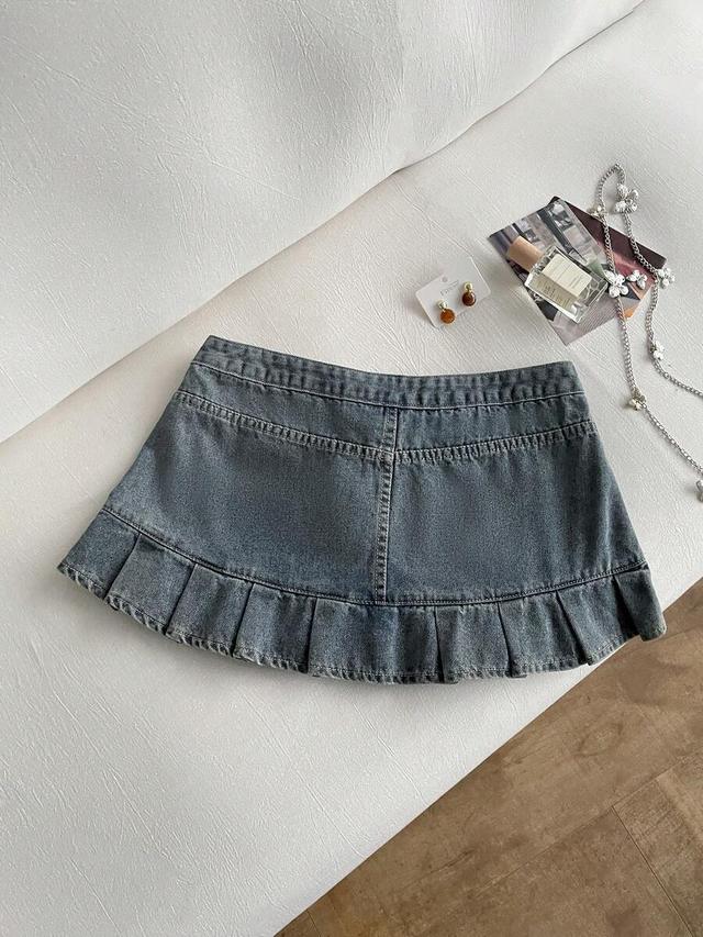rivivi tall women's summer casual pleated hem denim skirt