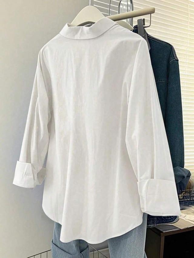 inawly women's solid white drop shoulder casual shirt