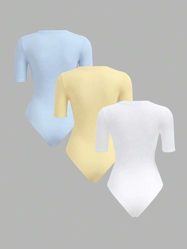 white knit round neck short sleeve bodysuit