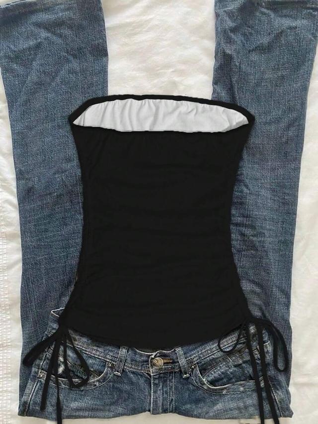 black melting skeleton ink painting skull crinkle tie front crop top