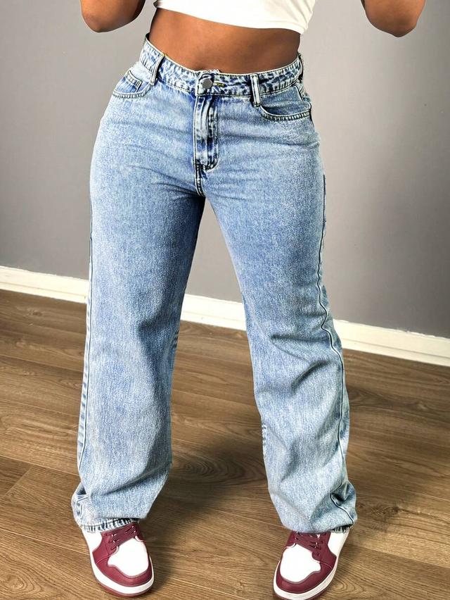 women's light wash straight leg casual jeans