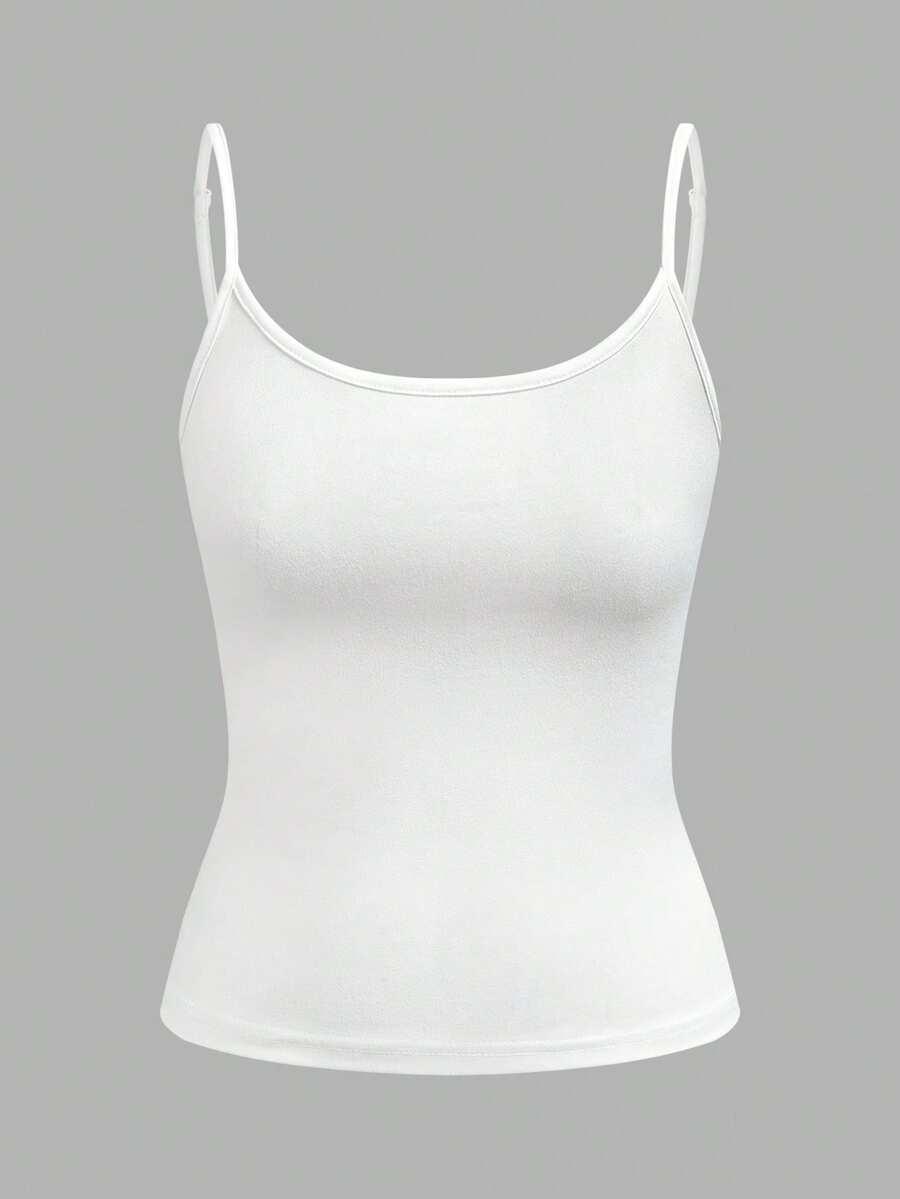 white women's basic cotton camisole crop top set
